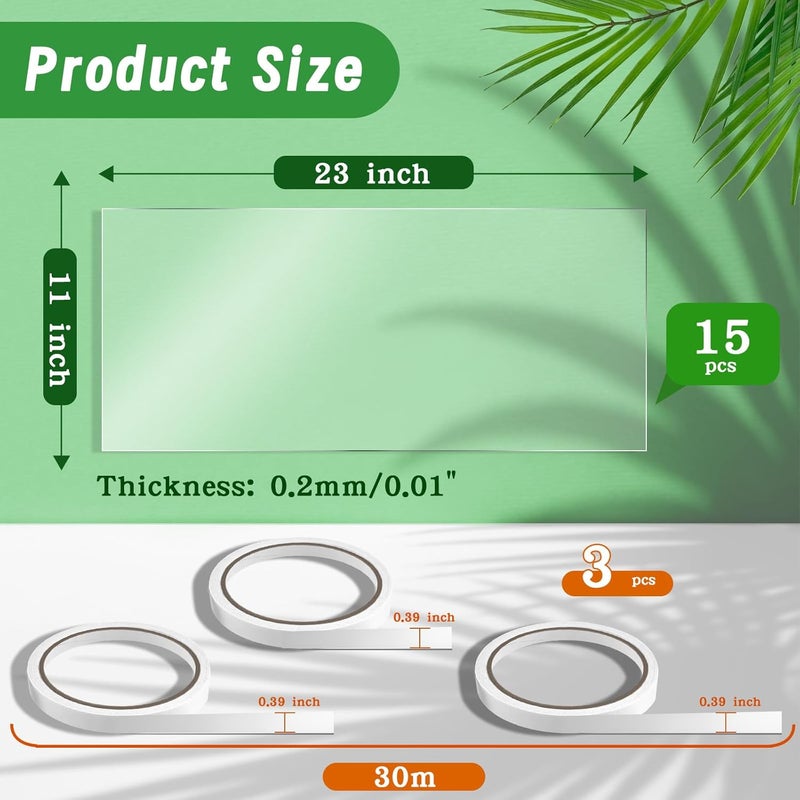 EcoBrisa 15Pcs Sandblast Cabinet Lens Cover 23x11'' Abrasive Window Blasting Cabinet Inner Lens Protector Clear Visibility Sand Blast Film High Definition Ideal for Media Blaster, Sand Blaster, Blast Cabinet - Image 2
